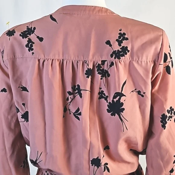 Joie Acey Antique Rose & Black Floral Long Sleeve Flounce Ruffle Hem Dre… - Picture 11 of 16